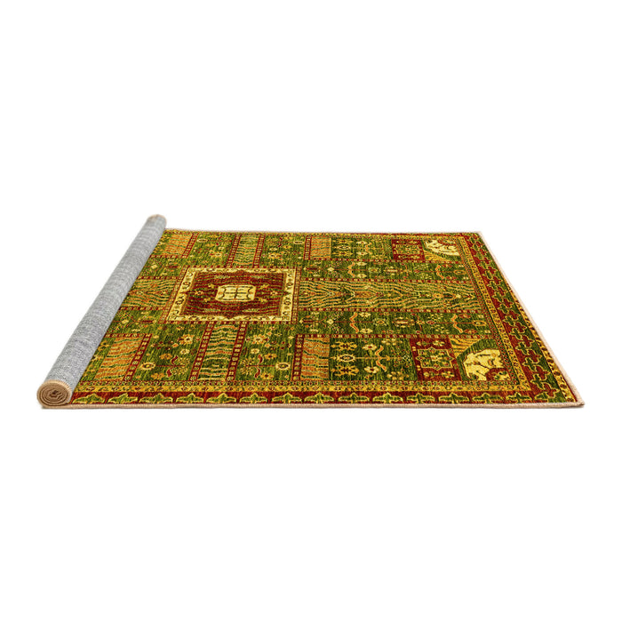 Sideview of Machine Washable Abstract Yellow Modern Rug, wshabs684yw