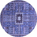 Round Abstract Blue Modern Rug, abs684blu