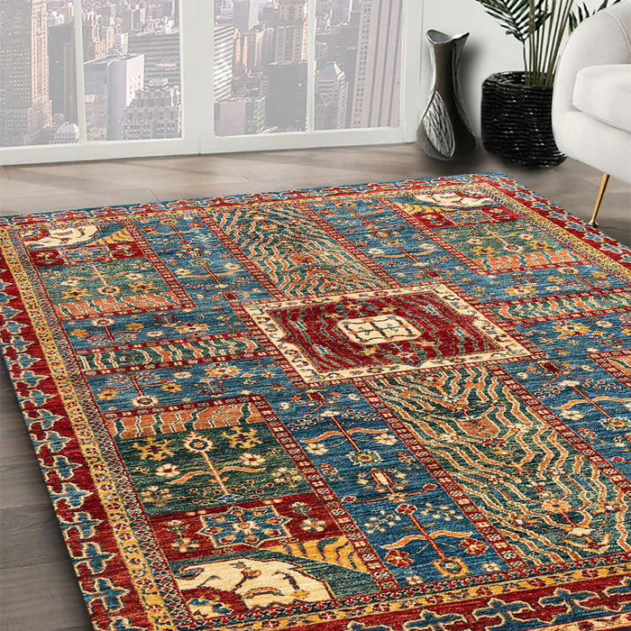 Machine Washable Abstract Brown Red Rug in a Family Room, wshabs684
