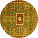 Round Abstract Yellow Modern Rug, abs684yw