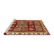 Sideview of Machine Washable Abstract Tomato Red Rug, wshabs685