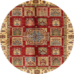 Round Machine Washable Abstract Tomato Red Rug, wshabs685
