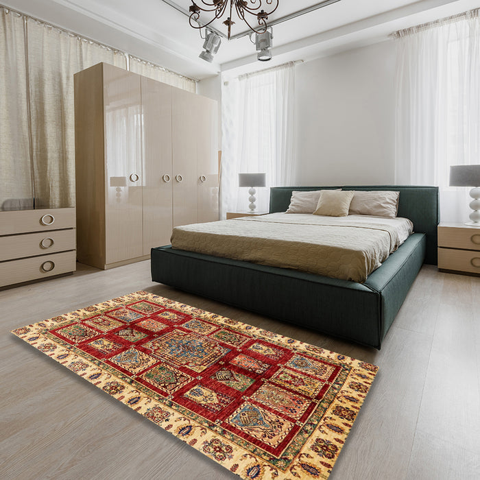 Abstract Red Modern Rug in a Bedroom, abs685