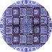 Round Abstract Blue Modern Rug, abs685blu