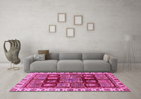 Machine Washable Abstract Pink Modern Rug, wshabs685pnk