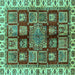 Square Machine Washable Abstract Turquoise Modern Area Rugs, wshabs685turq