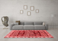 Machine Washable Abstract Red Modern Rug, wshabs685red