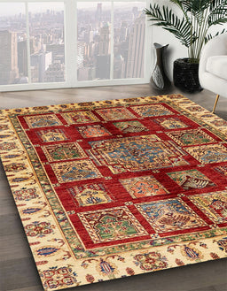 Abstract Red Modern Rug in Family Room, abs685