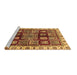 Sideview of Machine Washable Abstract Brown Modern Rug, wshabs685brn