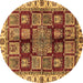 Round Machine Washable Abstract Brown Modern Rug, wshabs685brn