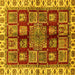 Square Machine Washable Abstract Yellow Modern Rug, wshabs685yw