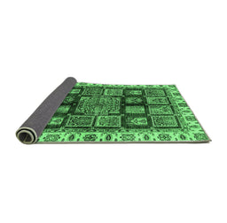 Sideview of Abstract Emerald Green Modern Rug, abs685emgrn