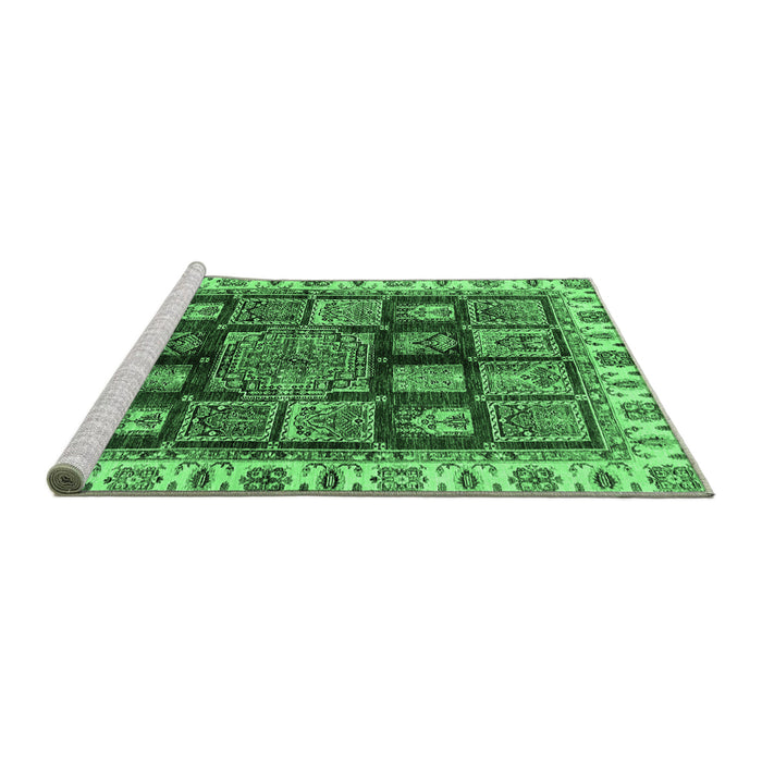 Sideview of Machine Washable Abstract Emerald Green Modern Area Rugs, wshabs685emgrn