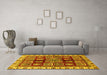 Machine Washable Abstract Yellow Modern Rug in a Living Room, wshabs685yw