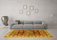 Machine Washable Abstract Yellow Modern Rug, wshabs685yw