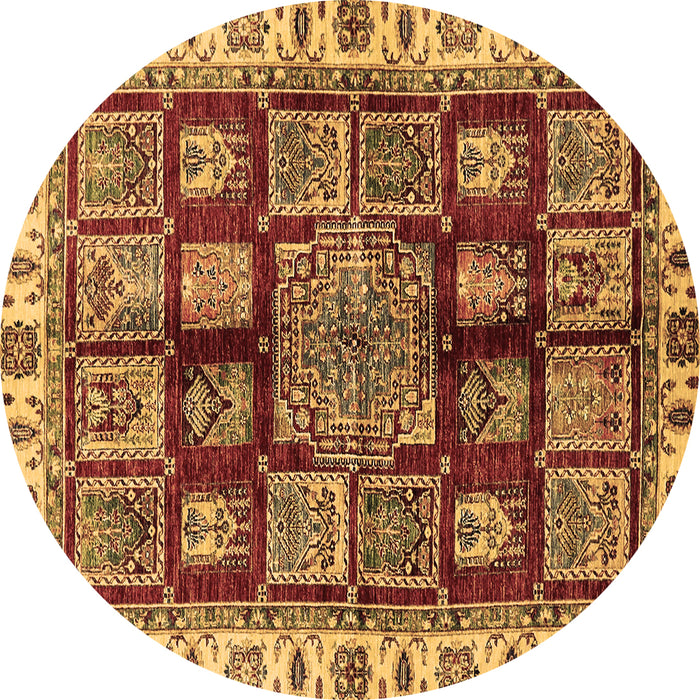 Round Abstract Brown Modern Rug, abs685brn