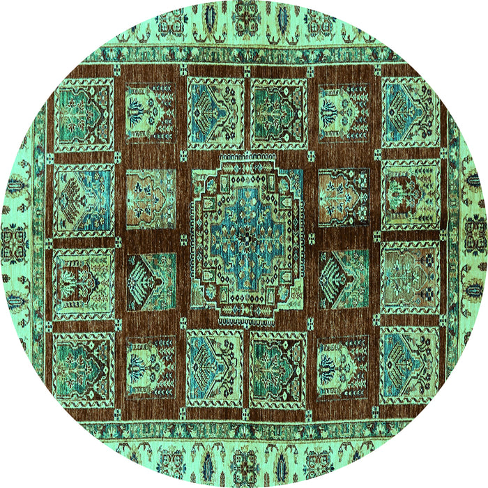 Round Abstract Turquoise Modern Rug, abs685turq