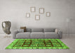 Machine Washable Abstract Green Modern Area Rugs in a Living Room,, wshabs685grn