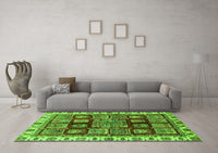 Machine Washable Abstract Green Modern Rug, wshabs685grn