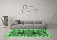 Machine Washable Abstract Emerald Green Modern Rug, wshabs685emgrn