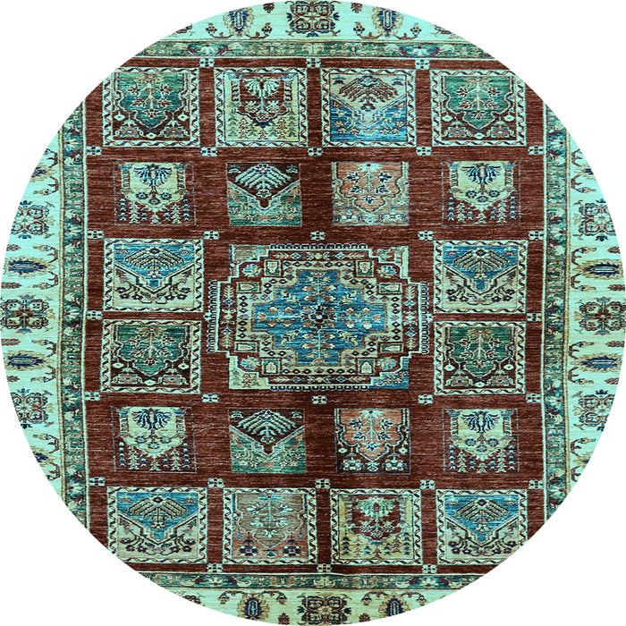 Round Abstract Light Blue Modern Rug, abs685lblu