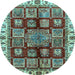 Round Abstract Light Blue Modern Rug, abs685lblu