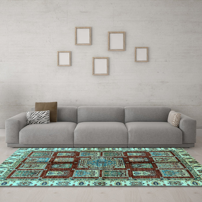 Machine Washable Abstract Light Blue Modern Rug in a Living Room, wshabs685lblu