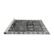 Sideview of Machine Washable Abstract Gray Modern Rug, wshabs685gry