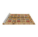 Sideview of Machine Washable Abstract Red Rug, wshabs686