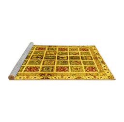 Sideview of Machine Washable Abstract Yellow Modern Rug, wshabs686yw