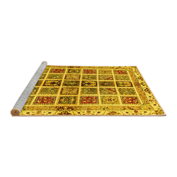 Sideview of Machine Washable Abstract Yellow Modern Rug, wshabs686yw