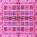 Square Machine Washable Abstract Pink Modern Rug, wshabs686pnk