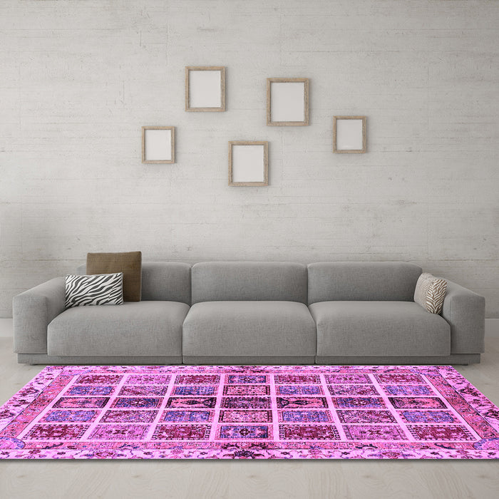 Machine Washable Abstract Purple Modern Area Rugs in a Living Room, wshabs686pur