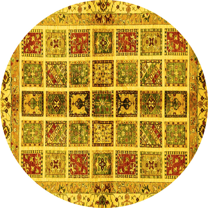 Round Abstract Yellow Modern Rug, abs686yw