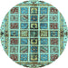 Round Abstract Light Blue Modern Rug, abs686lblu