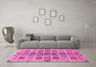 Machine Washable Abstract Pink Modern Rug in a Living Room, wshabs686pnk