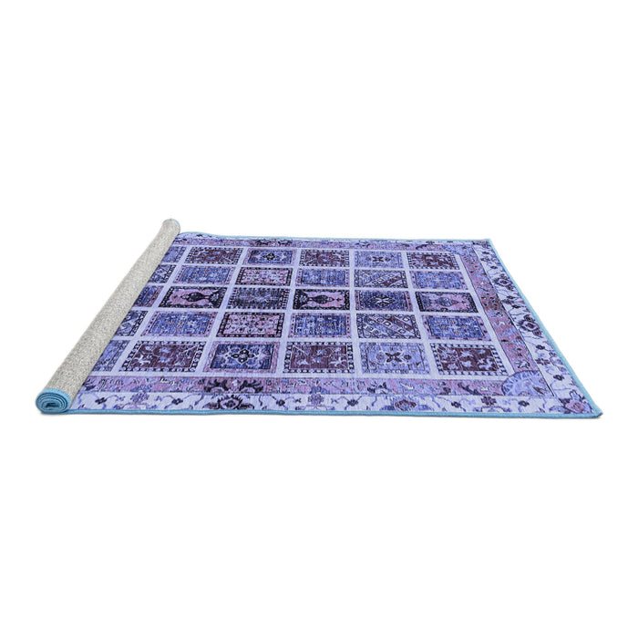 Sideview of Machine Washable Abstract Blue Modern Rug, wshabs686blu