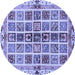 Round Abstract Blue Modern Rug, abs686blu