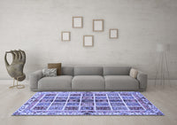 Machine Washable Abstract Blue Modern Rug, wshabs686blu