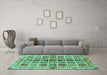 Machine Washable Abstract Turquoise Modern Area Rugs in a Living Room,, wshabs686turq