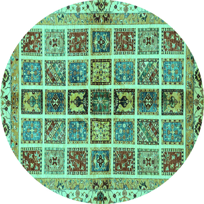 Round Abstract Turquoise Modern Rug, abs686turq