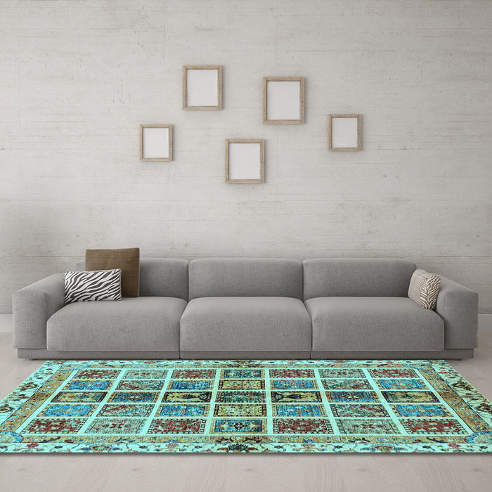 Machine Washable Abstract Light Blue Modern Rug in a Living Room, wshabs686lblu