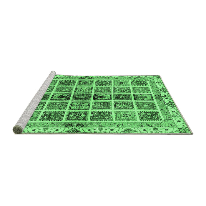 Sideview of Machine Washable Abstract Emerald Green Modern Area Rugs, wshabs686emgrn
