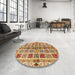 Round Machine Washable Abstract Red Rug in a Office, wshabs686