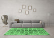 Machine Washable Abstract Emerald Green Modern Area Rugs in a Living Room,, wshabs686emgrn