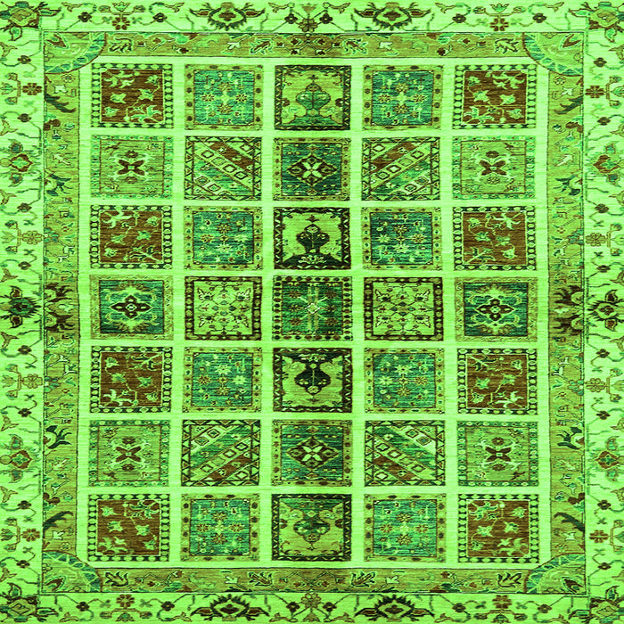 Square Abstract Green Modern Rug, abs686grn