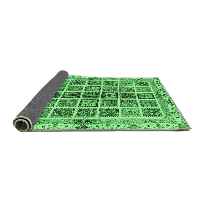 Sideview of Abstract Emerald Green Modern Rug, abs686emgrn