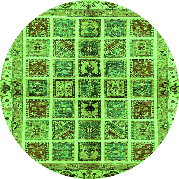 Round Abstract Green Modern Rug, abs686grn