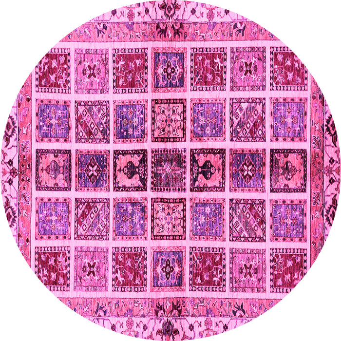 Round Abstract Pink Modern Rug, abs686pnk