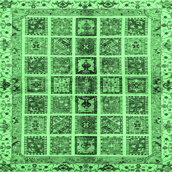 Square Abstract Emerald Green Modern Rug, abs686emgrn